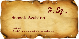 Hranek Szabina névjegykártya